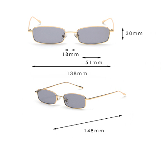 Small Rectangle Sunglasses with Metal Frame - SunglassesMe